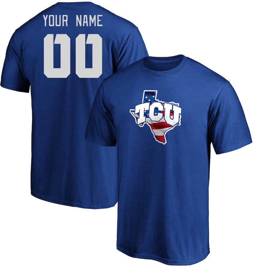 Custom TCU Horned Frogs Name And Number College Tshirt-Royal - Click Image to Close